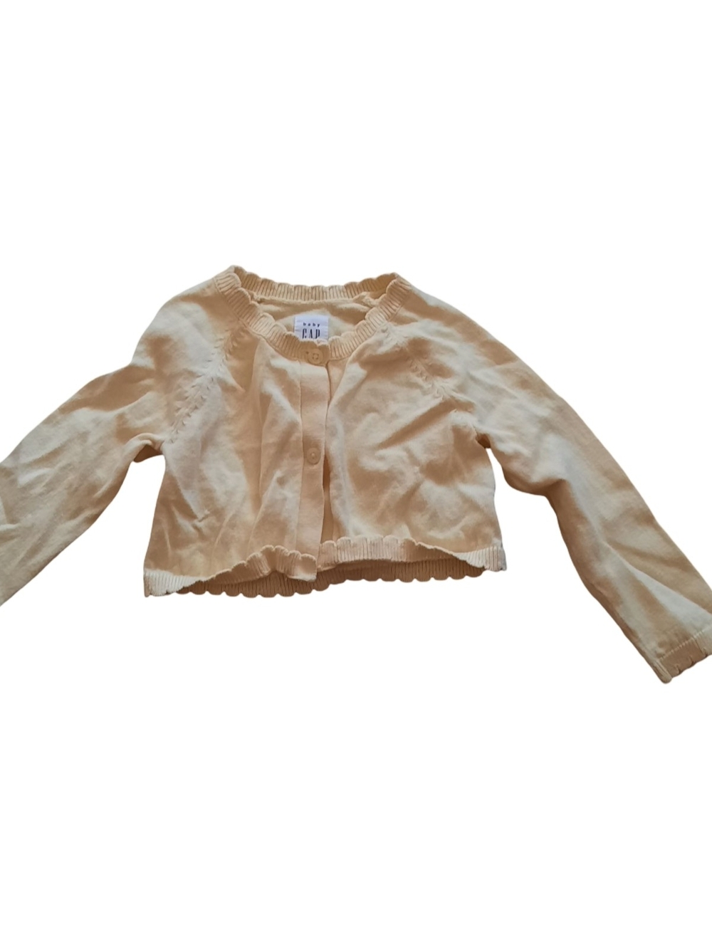 GAP Cream Scallop-Edge Cropped Cardigan